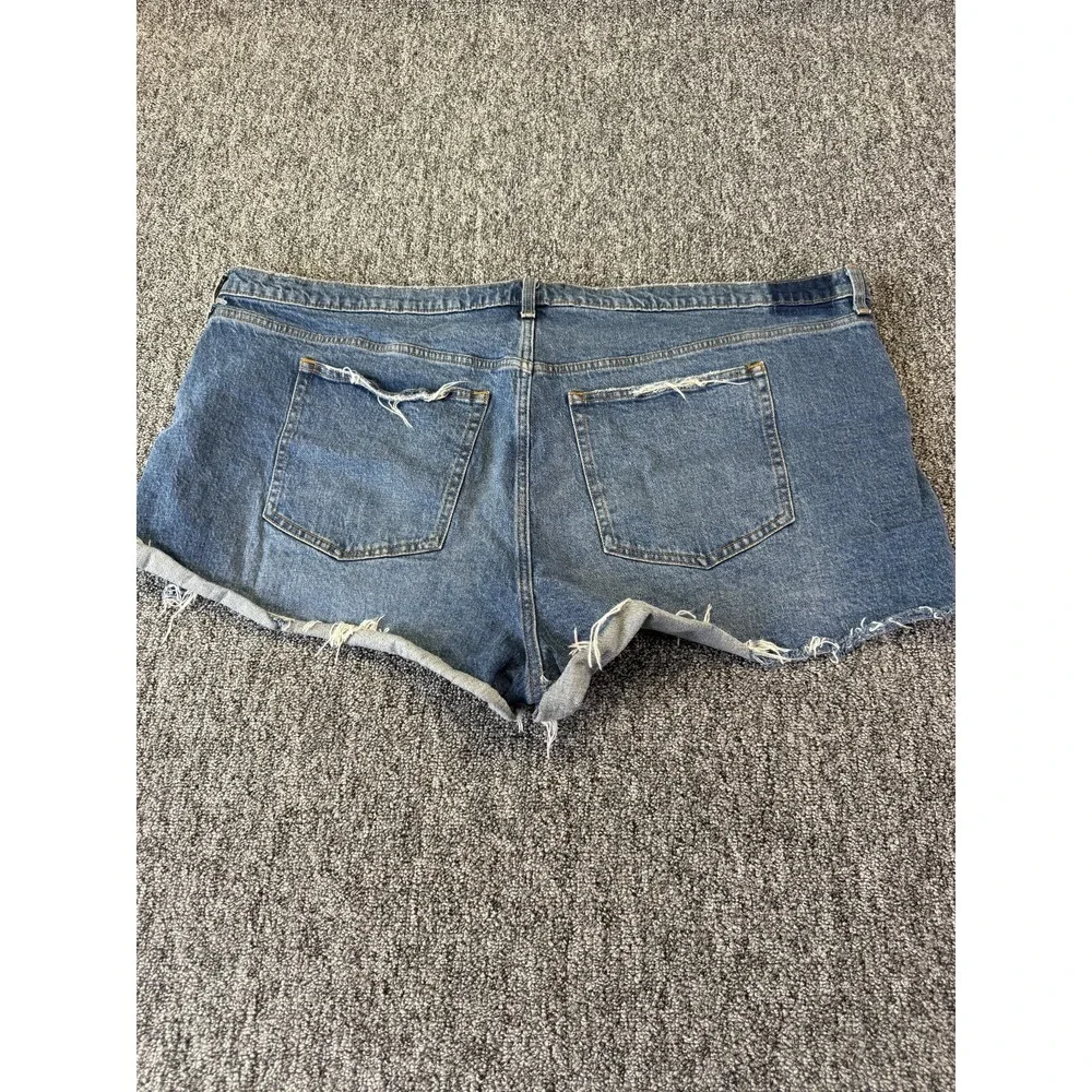 Abercrombie & Fitch The Dad Shorts Womens 24/37 Blue Denim Whiskering Raw Hem